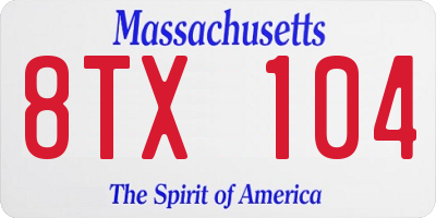 MA license plate 8TX104