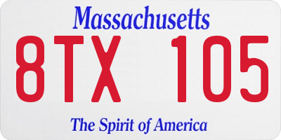MA license plate 8TX105