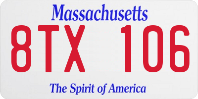 MA license plate 8TX106