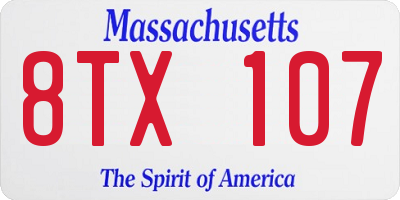 MA license plate 8TX107