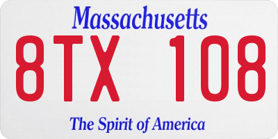 MA license plate 8TX108