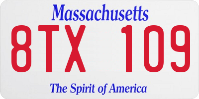 MA license plate 8TX109