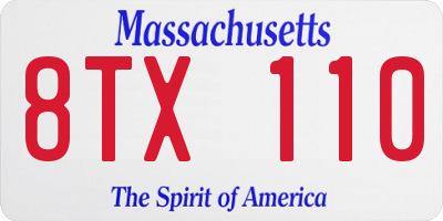 MA license plate 8TX110