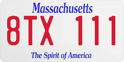 MA license plate 8TX111