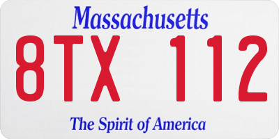 MA license plate 8TX112