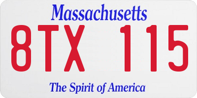 MA license plate 8TX115