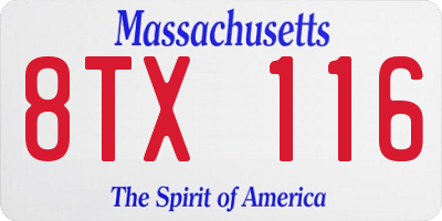 MA license plate 8TX116