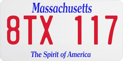 MA license plate 8TX117