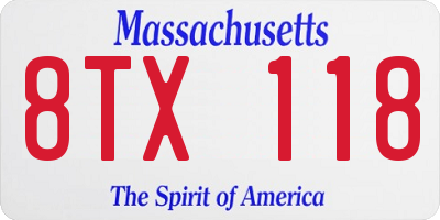 MA license plate 8TX118