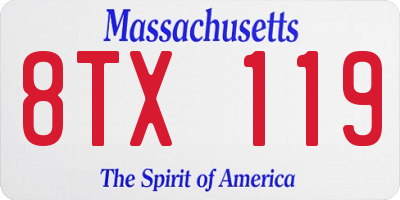 MA license plate 8TX119