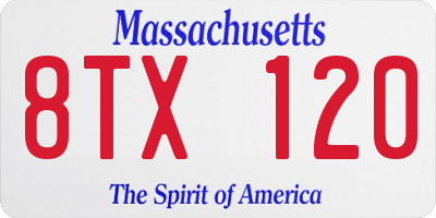 MA license plate 8TX120