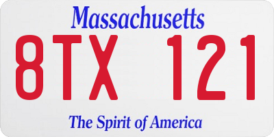 MA license plate 8TX121