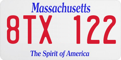 MA license plate 8TX122