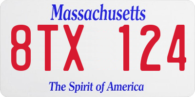 MA license plate 8TX124