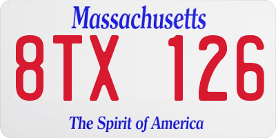MA license plate 8TX126