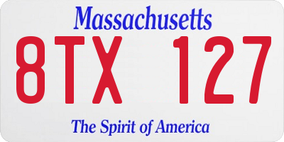 MA license plate 8TX127