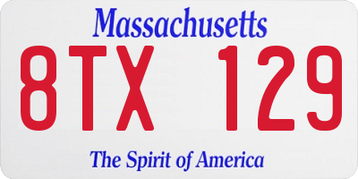 MA license plate 8TX129