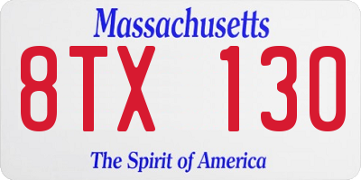 MA license plate 8TX130