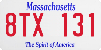 MA license plate 8TX131