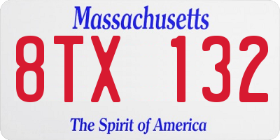 MA license plate 8TX132