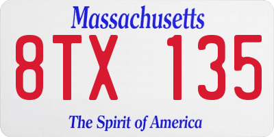 MA license plate 8TX135