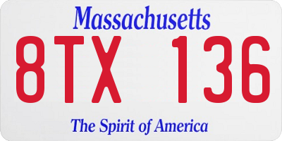 MA license plate 8TX136
