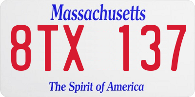 MA license plate 8TX137