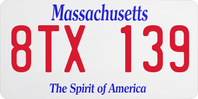 MA license plate 8TX139
