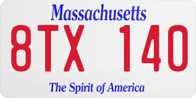 MA license plate 8TX140