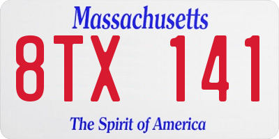 MA license plate 8TX141
