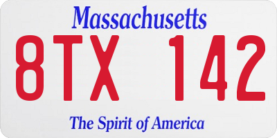 MA license plate 8TX142