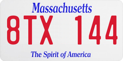 MA license plate 8TX144