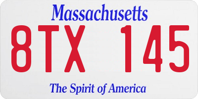 MA license plate 8TX145