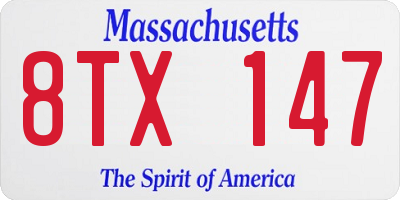 MA license plate 8TX147