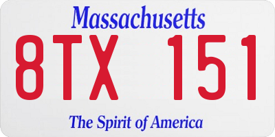 MA license plate 8TX151