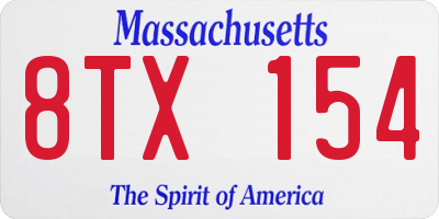MA license plate 8TX154
