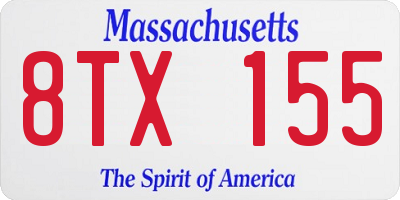 MA license plate 8TX155