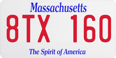 MA license plate 8TX160