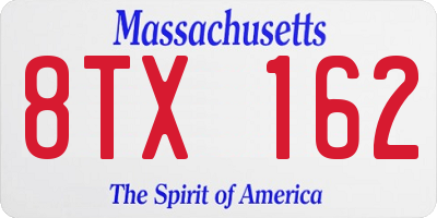 MA license plate 8TX162