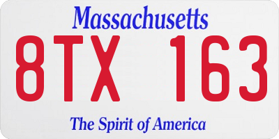 MA license plate 8TX163