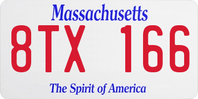 MA license plate 8TX166