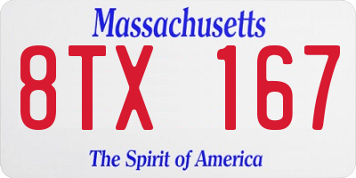 MA license plate 8TX167
