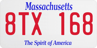 MA license plate 8TX168