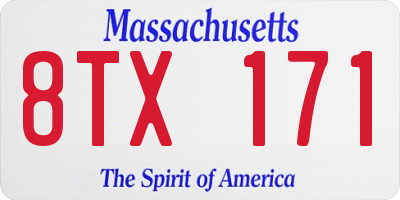 MA license plate 8TX171