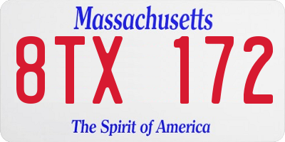 MA license plate 8TX172