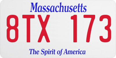 MA license plate 8TX173