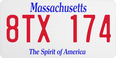 MA license plate 8TX174