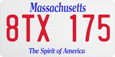 MA license plate 8TX175