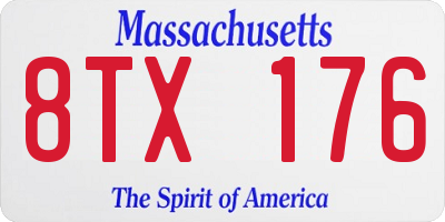 MA license plate 8TX176