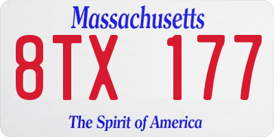 MA license plate 8TX177